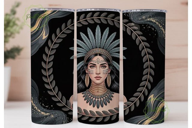 Native American Woman Tumbler Wrap Sublimation PixelChick 