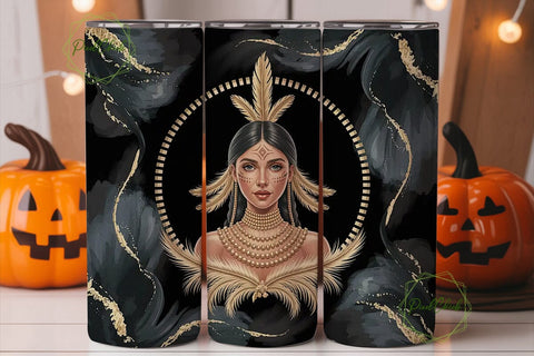 Native American Woman Tumbler Wrap Sublimation PixelChick 