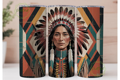 Native American Woman Tumbler Wrap Sublimation PixelChick 