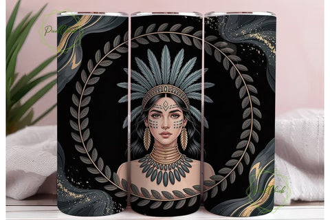 Native American Woman Tumbler Wrap Sublimation PixelChick 