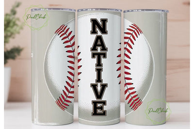 Native Baseball 20oz Tumbler Wrap Sublimation PixelChick 