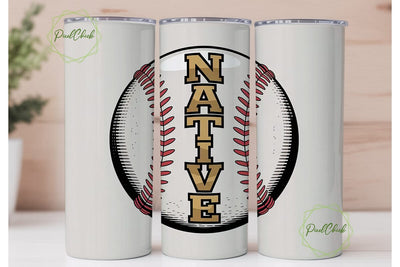 Native Baseball 20oz Tumbler Wrap Sublimation PixelChick 