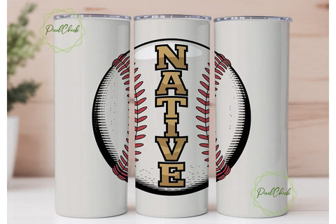 Native Baseball 20oz Tumbler Wrap Sublimation PixelChick 