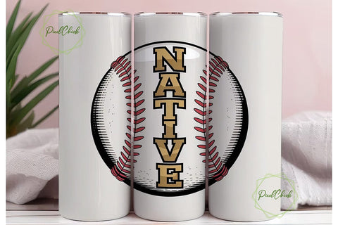 Native Baseball 20oz Tumbler Wrap Sublimation PixelChick 