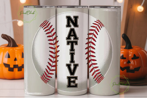 Native Baseball 20oz Tumbler Wrap Sublimation PixelChick 