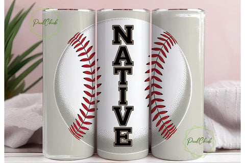 Native Baseball 20oz Tumbler Wrap Sublimation PixelChick 