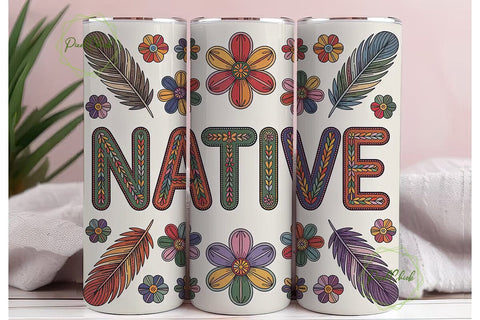 Native Beaded Design 20oz Tumbler Wrap Sublimation PixelChick 