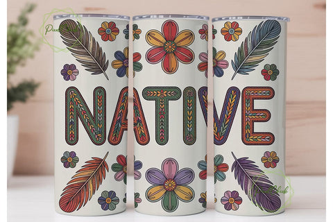 Native Beaded Design 20oz Tumbler Wrap Sublimation PixelChick 