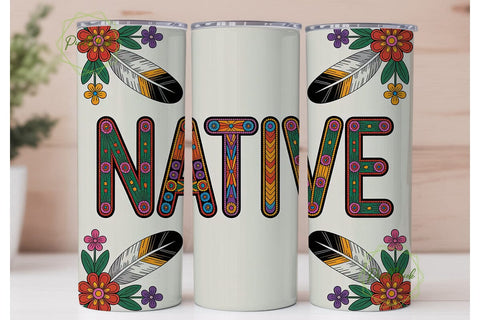 Native Beaded Design 20oz Tumbler Wrap Sublimation PixelChick 