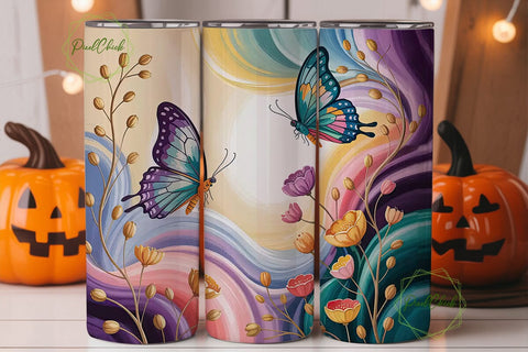 Native Butterfly Floral Tumbler Wrap Sublimation PixelChick 