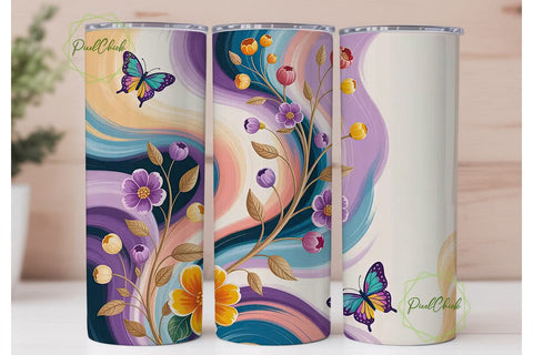 Native Butterfly Floral Tumbler Wrap Sublimation PixelChick 