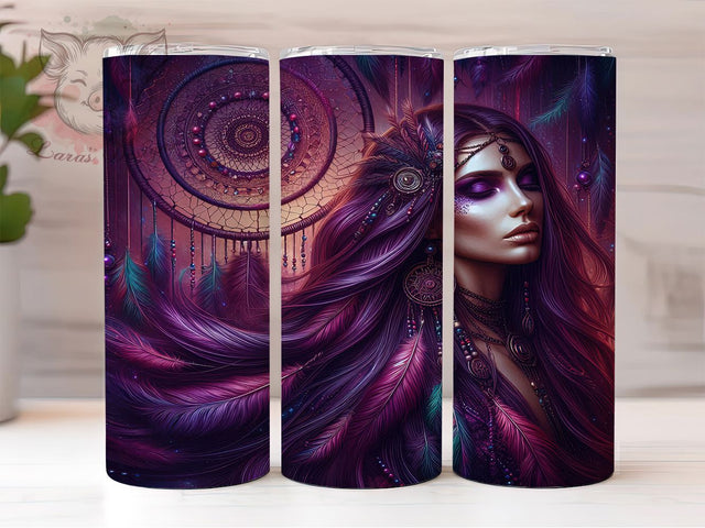 Native Dreamcatcher Woman Tumbler Wrap, Native American Tumbler, Indian Dreamcatcher Sublimation, Tribal Woman Cup, Indigenous Art Drinkware, Boho Dreamcatcher Mug, Cultural Heritage Digital Sublimation Lara' s Designs 