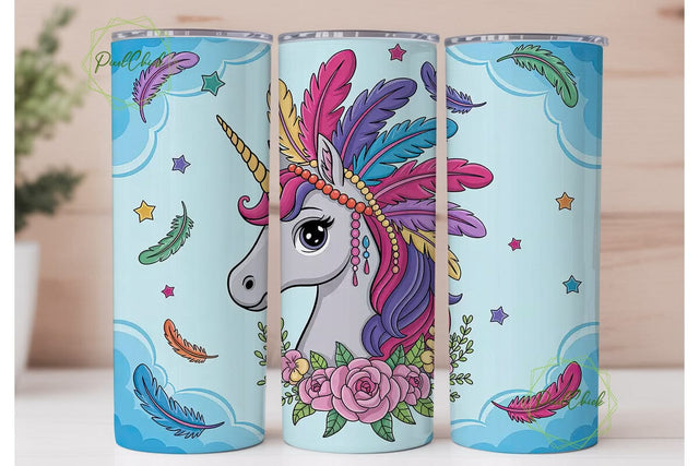 Native Girl Unicorn Tumbler Wrap Sublimation PixelChick 