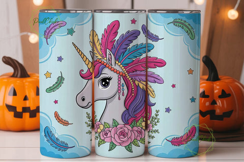 Native Girl Unicorn Tumbler Wrap Sublimation PixelChick 