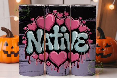 Native Graffiti Hearts 20oz Tumbler Sublimation PixelChick 