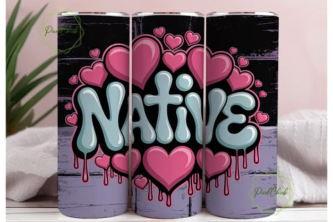 Native Graffiti Hearts 20oz Tumbler Sublimation PixelChick 