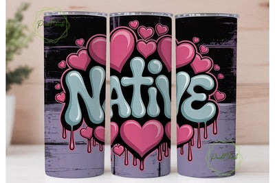 Native Graffiti Hearts 20oz Tumbler Sublimation PixelChick 