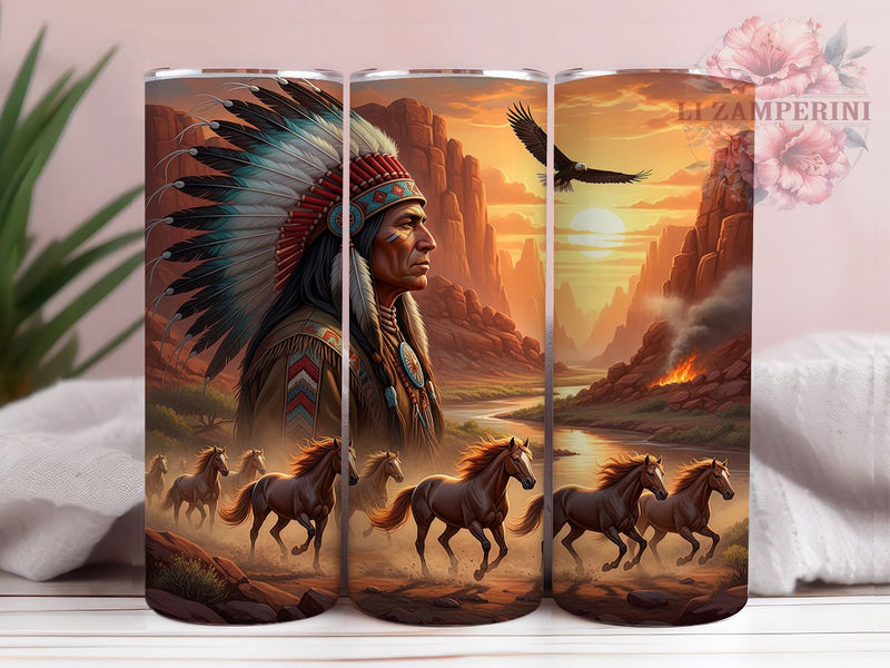 Native Spirit Warrior Tumbler Wrap, Eagle Horse Tumbler, Tribal ...