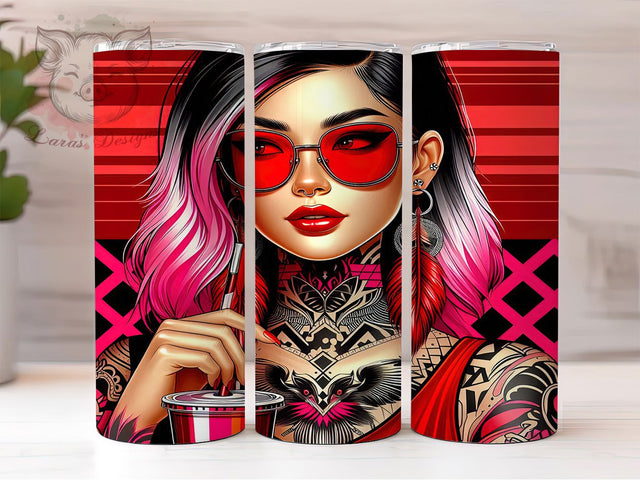 Native Tattooed Woman Tumbler Wrap, Coffee Woman Tumbler, Tribal Tattoo Sublimation, Indigenous Woman Cup, Boho Coffee Drinkware, Tattoo Art Mug, Cultural Coffee Digital Sublimation Lara' s Designs 