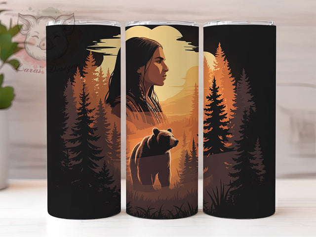 Native Tribal Bear Tumbler Wrap, Tribal Bear Tumbler, Indigenous Bear Sublimation, Bear Spirit Cup, Native Heritage Drinkware, Cultural Bear Mug, Ethnic Bear Digital Sublimation Lara' s Designs 