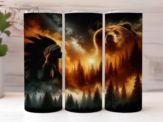 Native Tribal Bear Tumbler Wrap, Tribal Bear Tumbler, Indigenous Bear Sublimation, Bear Spirit Cup, Native Heritage Drinkware, Cultural Bear Mug, Ethnic Bear Digital Sublimation Lara' s Designs 