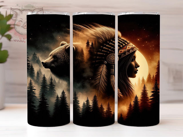 Native Tribal Bear Tumbler Wrap, Tribal Bear Tumbler, Indigenous Bear Sublimation, Bear Spirit Cup, Native Heritage Drinkware, Cultural Bear Mug, Ethnic Bear Digital Sublimation Lara' s Designs 
