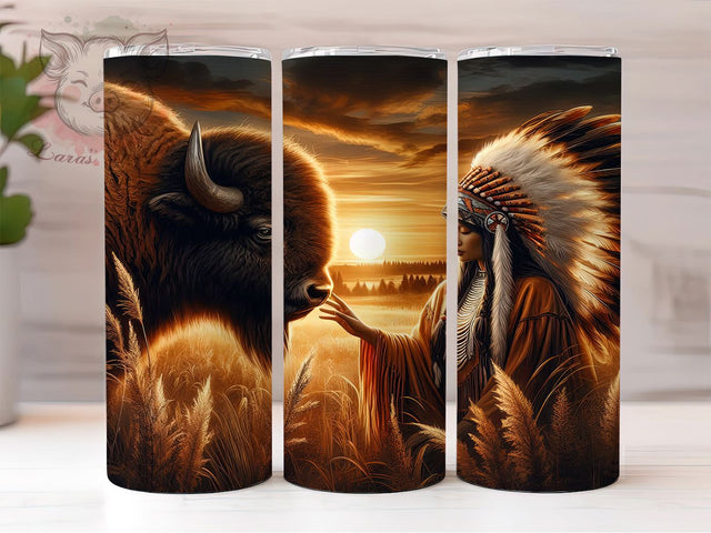 Native Tribal Buffalo Tumbler Wrap, American Buffalo Tumbler, Tribal Buffalo Sublimation, Native Buffalo Cup, Western Buffalo Drinkware, Rustic Buffalo Mug, Cultural Buffalo Digital Sublimation Lara' s Designs 