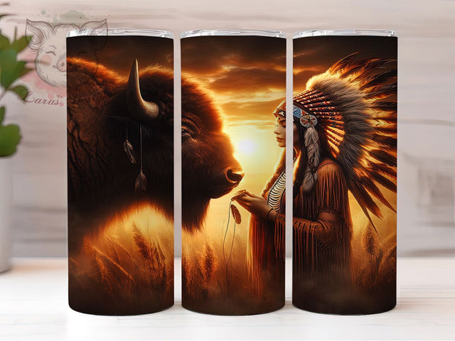 Native Tribal Buffalo Tumbler Wrap, American Buffalo Tumbler, Tribal Buffalo Sublimation, Native Buffalo Cup, Western Buffalo Drinkware, Rustic Buffalo Mug, Cultural Buffalo Digital Sublimation Lara' s Designs 