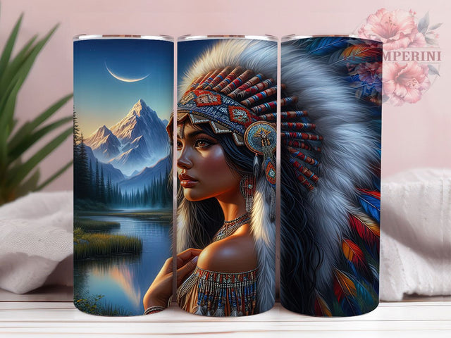 Native Tribal Female Spirit Tumbler Wrap, Indigenous Woman Tumbler, Tribal Spirit Sublimation, Spiritual Native Cup, Cultural Heritage Drinkware, Ethnic Spirit Mug, Indigenous Art Digital Sublimation Li Zamperini 