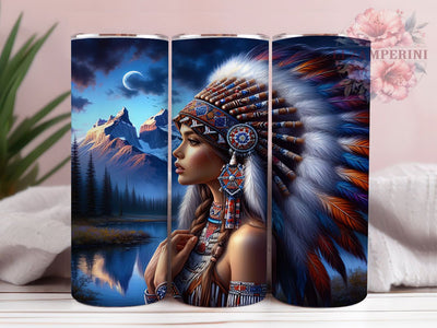 Native Tribal Female Spirit Tumbler Wrap, Indigenous Woman Tumbler, Tribal Spirit Sublimation, Spiritual Native Cup, Cultural Heritage Drinkware, Ethnic Spirit Mug, Indigenous Art Digital Sublimation Li Zamperini 