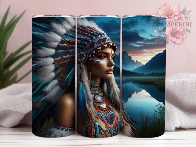 Native Tribal Female Spirit Tumbler Wrap, Indigenous Woman Tumbler, Tribal Spirit Sublimation, Spiritual Native Cup, Cultural Heritage Drinkware, Ethnic Spirit Mug, Indigenous Art Digital Sublimation Li Zamperini 