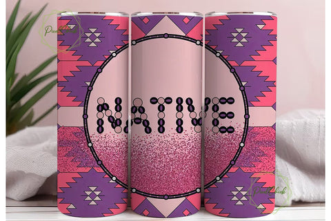 Native Tribal Pink Glitter 20oz Tumbler Sublimation PixelChick 
