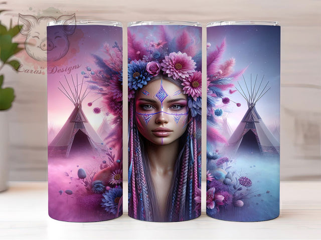 Native Tribal Woman Tumbler Wrap, Indigenous Woman Tumbler, Tribal Woman Sublimation, Cultural Heritage Cup, Native Pride Drinkware, Ethnic Woman Mug, Indigenous Art Digital Sublimation Lara' s Designs 
