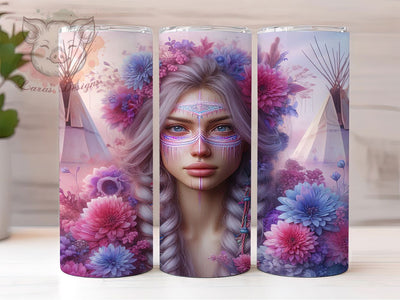 Native Tribal Woman Tumbler Wrap, Indigenous Woman Tumbler, Tribal Woman Sublimation, Cultural Heritage Cup, Native Pride Drinkware, Ethnic Woman Mug, Indigenous Art Digital Sublimation Lara' s Designs 