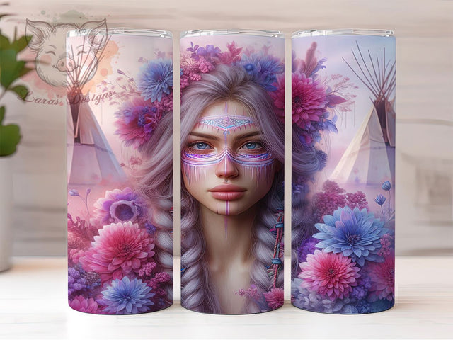Native Tribal Woman Tumbler Wrap, Indigenous Woman Tumbler, Tribal Woman Sublimation, Cultural Heritage Cup, Native Pride Drinkware, Ethnic Woman Mug, Indigenous Art Digital Sublimation Lara' s Designs 