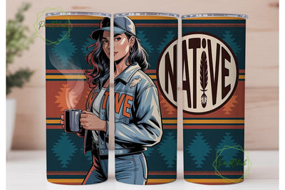 Native Woman Tumbler Wrap PNG Sublimation PixelChick 