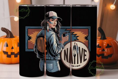 Native Woman Tumbler Wrap PNG Sublimation PixelChick 