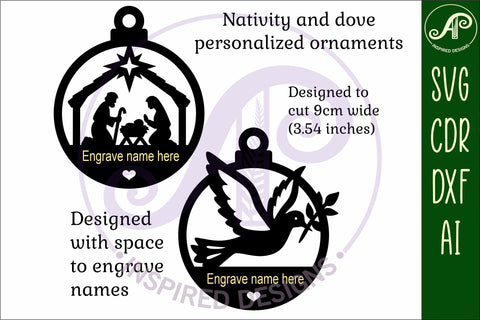 Nativity and Dove Christmas Ornament SVG SVG APInspireddesigns 