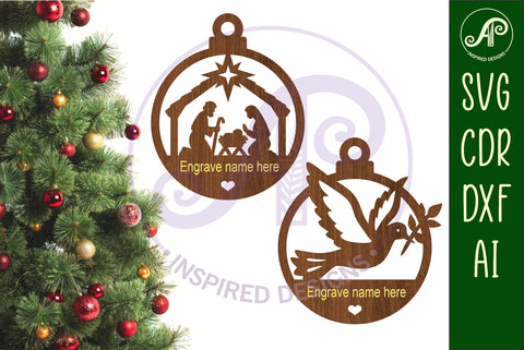 Nativity and Dove Christmas Ornament SVG SVG APInspireddesigns 