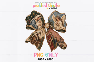 Nativity Bow PNG, Christian Christmas Bow Design Sublimation Pickled Thistle Creative 