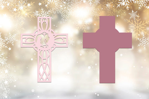 Nativity Christmas cross, Religious symbol laser cut, Layered svg SVG AnastasiyaArtDesign 