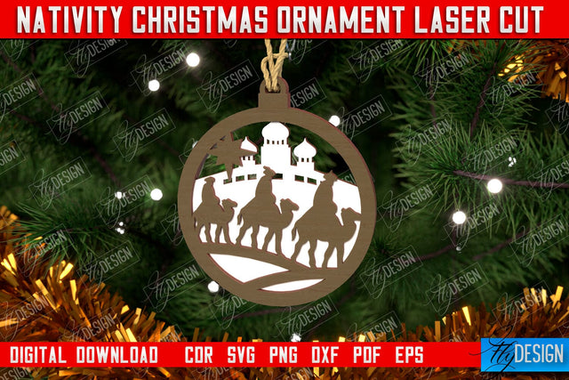 Nativity Christmas Ornament | Christmas Tree Toy | Nativity Scene | Christmas Eve | CNC File SVG Fly Design 