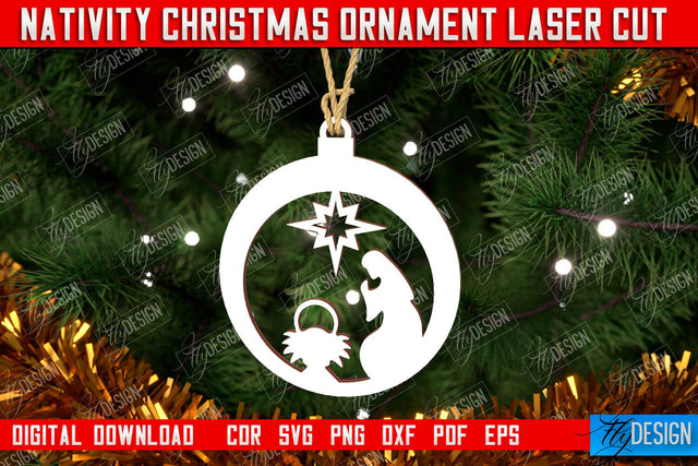 Nativity Christmas Ornament | Christmas Tree Toy | Nativity Scene | Christmas Eve | CNC File SVG Fly Design 
