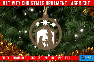 Nativity Christmas Ornament | Christmas Tree Toy | Nativity Scene | Christmas Eve | CNC File SVG Fly Design 