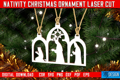 Nativity Christmas Ornament | Christmas Tree Toy | Nativity Scene | Christmas Eve | CNC File SVG Fly Design 
