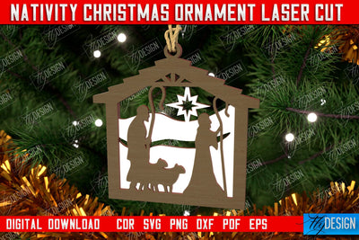 Nativity Christmas Ornament | Christmas Tree Toy | Nativity Scene | Christmas Eve | CNC File SVG Fly Design 