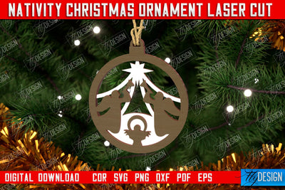Nativity Christmas Ornament | Christmas Tree Toy | Nativity Scene | Christmas Eve | CNC File SVG Fly Design 