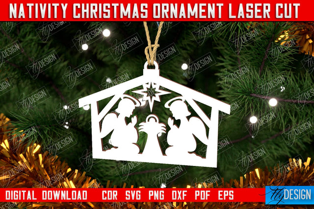 Nativity Christmas Ornament | Christmas Tree Toy | Nativity Scene | Christmas Eve | CNC File SVG Fly Design 
