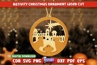 Nativity Christmas Ornament | Christmas Tree Toy | Nativity Scene | Christmas Eve | CNC File SVG The T Store Design 