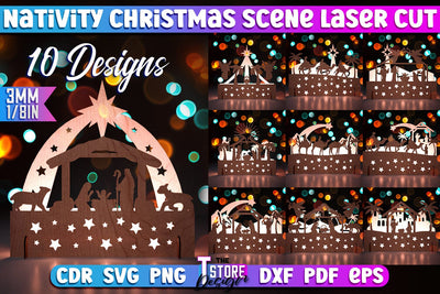 Nativity Christmas Scene Bundle | Christmas Lantern | 3D Shadow Lantern | Christmas Decor | Holiday | Shadow Scene | Christmas Scene Candle Holder | CNC Files SVG The T Store Design 